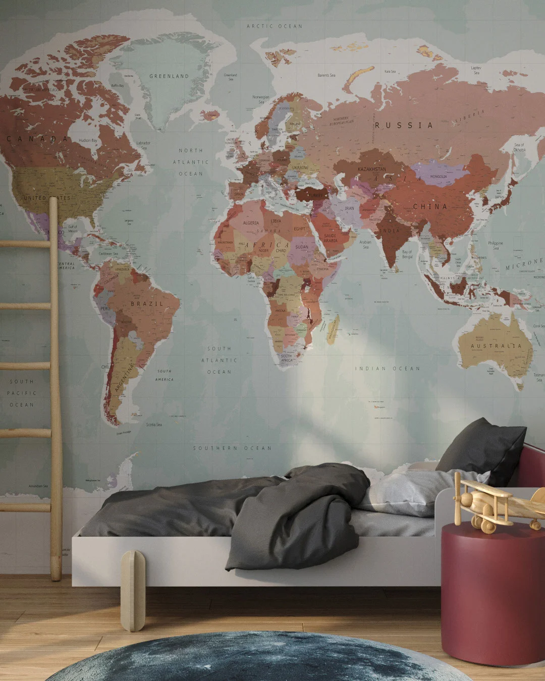 Wall Mural Wayfinder Classic for a children's room - kith2kin.com Vintage traveler’s map wall mural for a children's room
