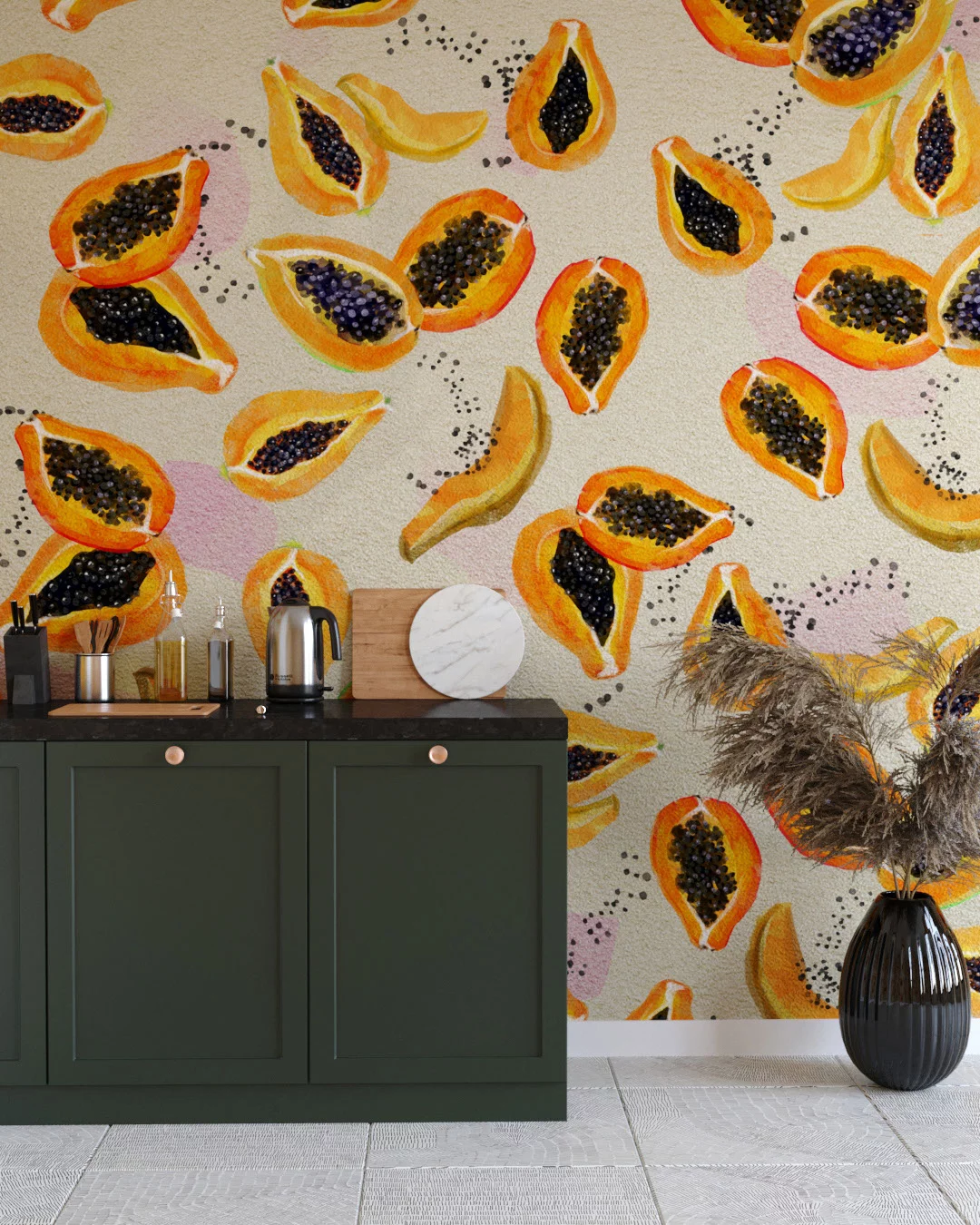 Wall Mural Carica for the kitchen - kith2kin.com Colorful papaya wall mural for the kitchen