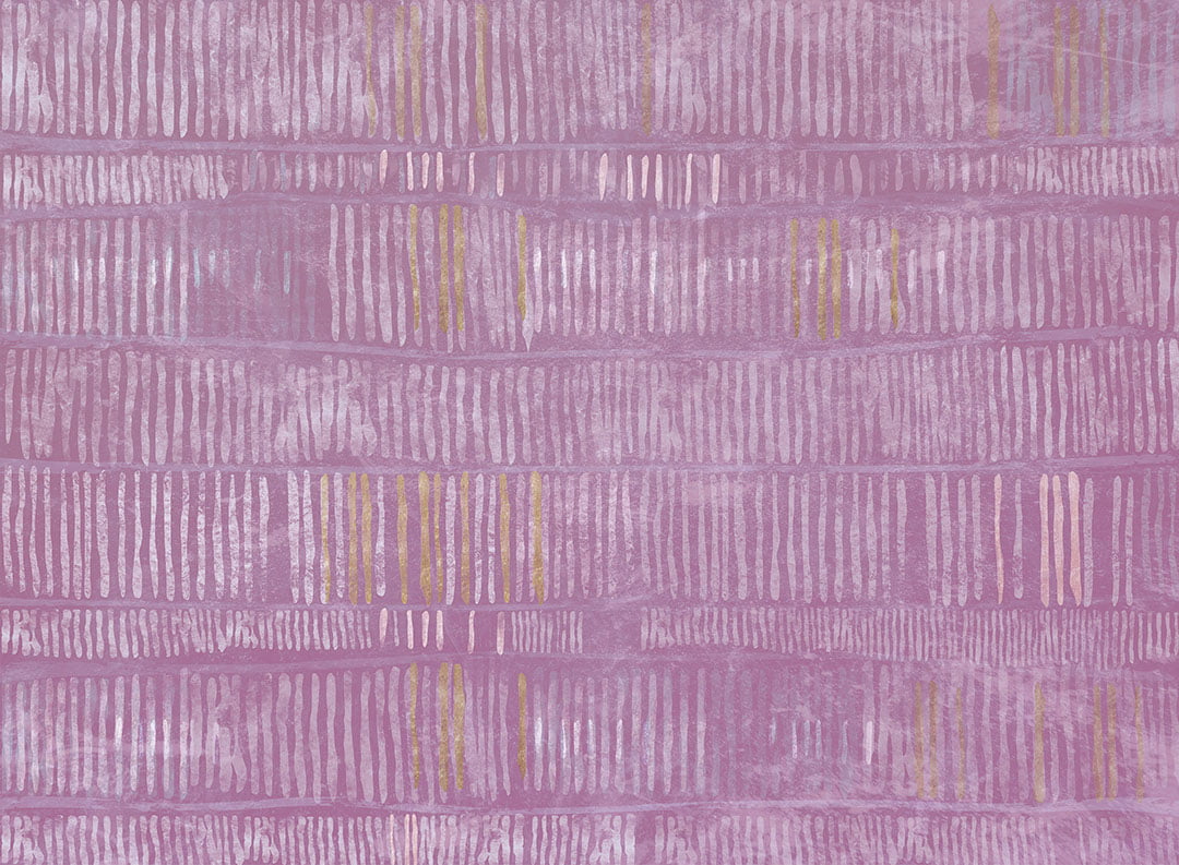 Art wall mural with abstract purple and golden lines