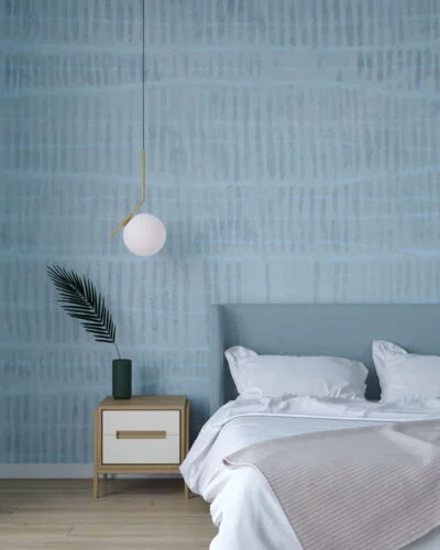 Baby blue linear abstract wall mural for the bedroom
