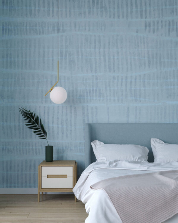 Baby blue linear abstract wall mural for the bedroom