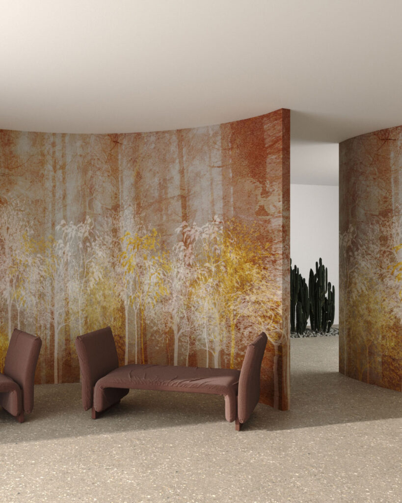 Mysterious trees wall mural for the living room