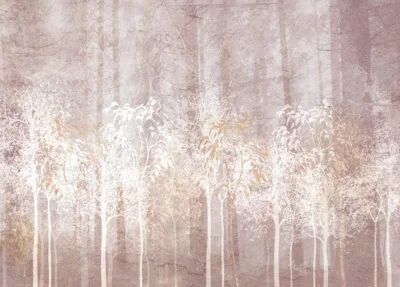 Mysterious purple forest wall mural
