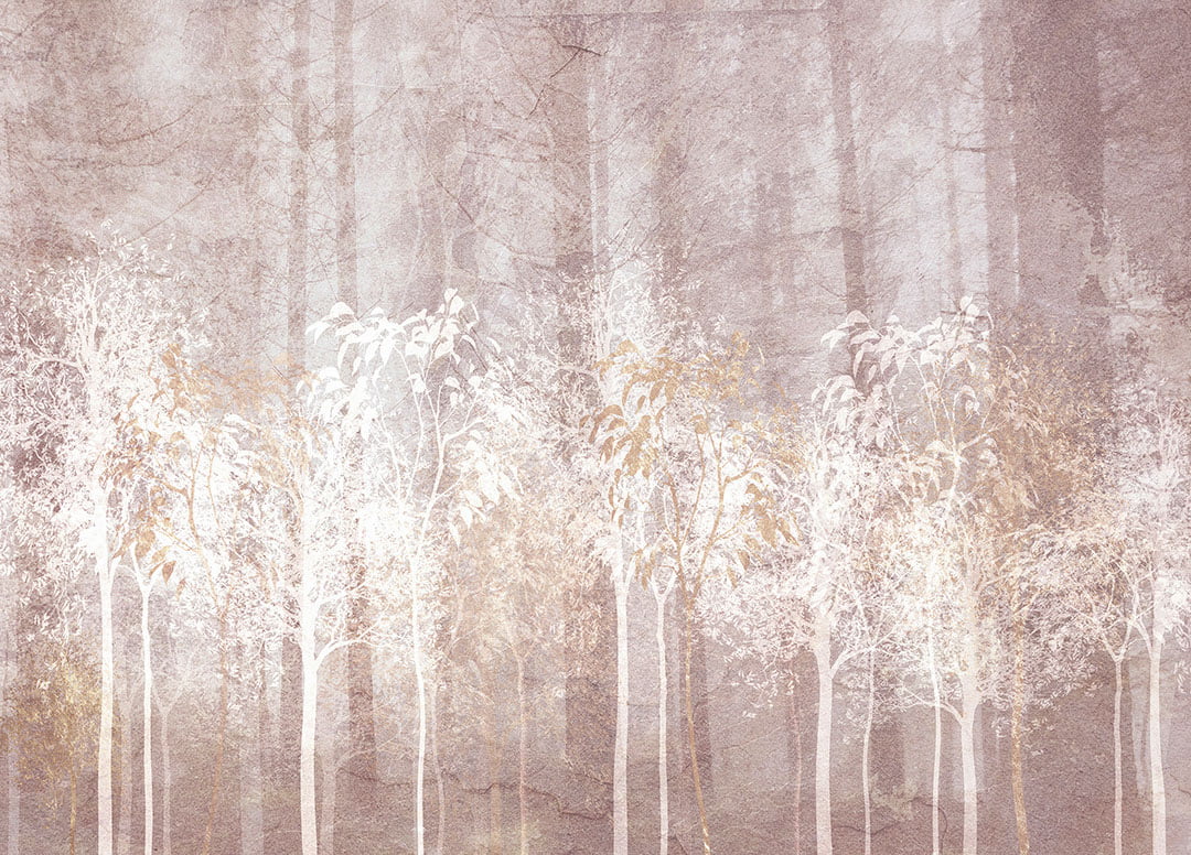 Mysterious purple forest wall mural