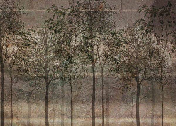 Mysterious dark brown trees wall mural