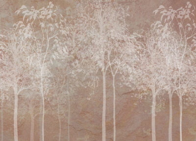 Mysterious white trees wall mural