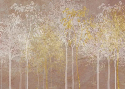 Mysterious white and gold trees wall mural