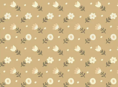 Kids wallpaper with mustard floral pattern
