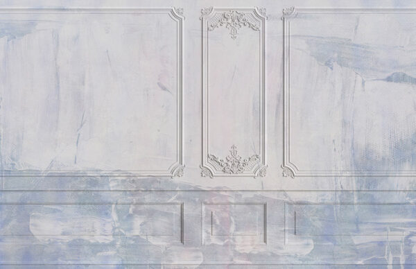 Venetian panels with blue and white plaster texture wall mural