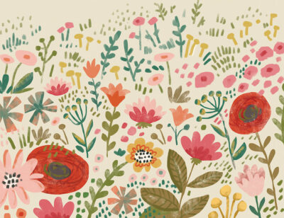 Meadow of colorful flowers wall mural