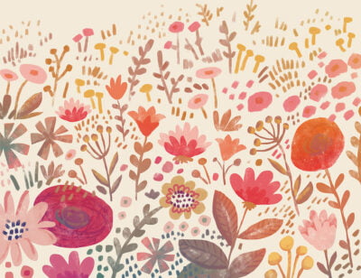 Meadow of colorful gradient flowers wall mural