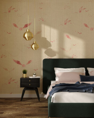 Delicate Harry Potter snitches on a beige background patterned wallpaper for the bedroom