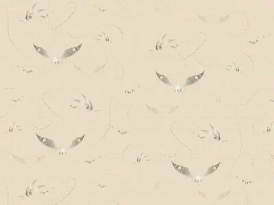 Delicate silver Harry Potter snitches on a beige background patterned wallpaper