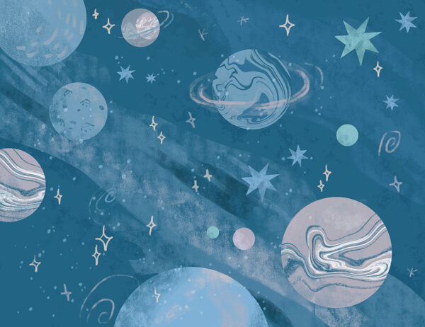 Planets in the space wall mural
