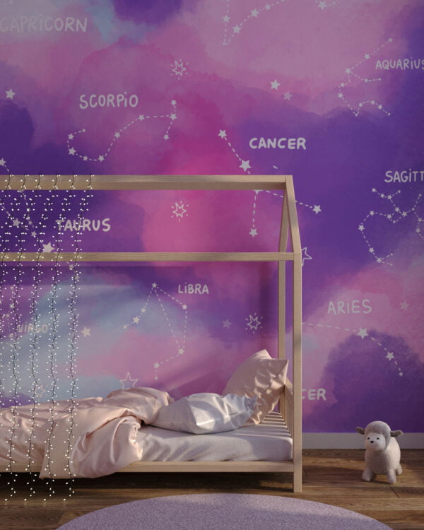 Bright map of the starry sky wall mural for a children's room