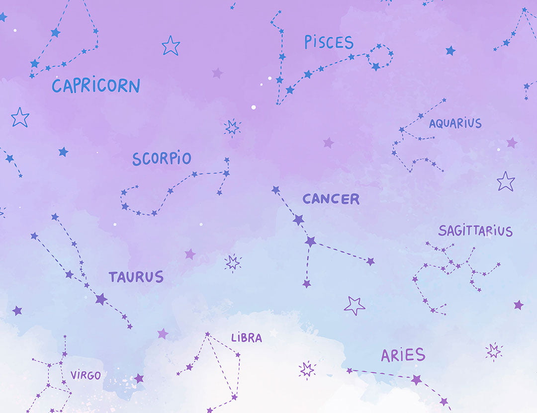 Purple map of the starry sky wall mural