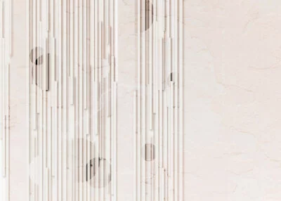 Asymmetrical geometry wall mural with textured plaster