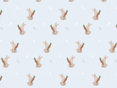Rabbits with carrots patterned wallpaper
