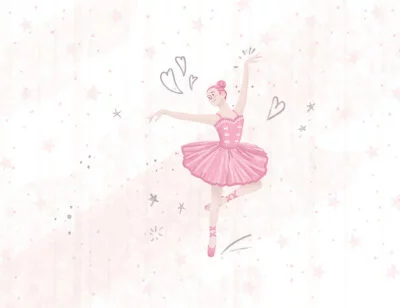 Ballerina dance in pink wall mural