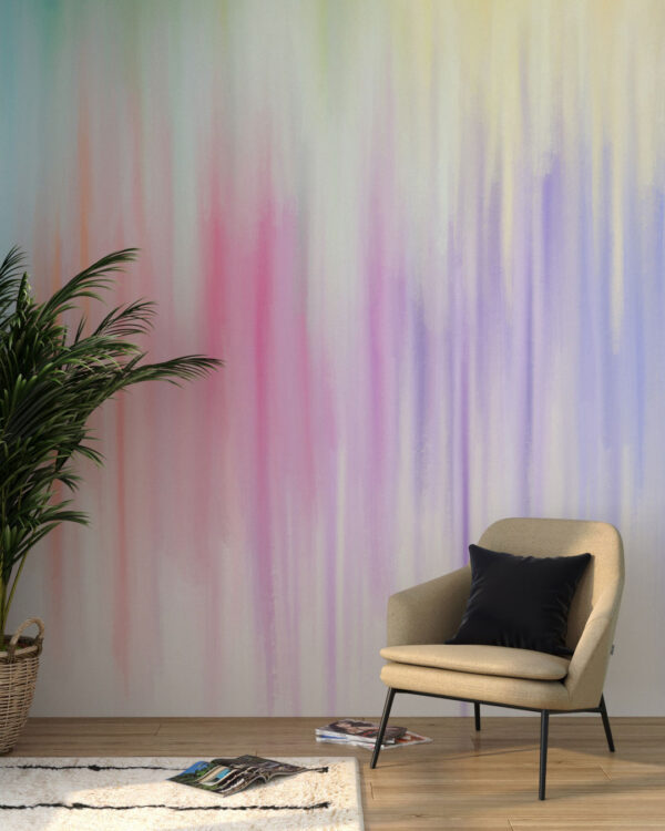 Colorful paint strokes wall mural for the living room