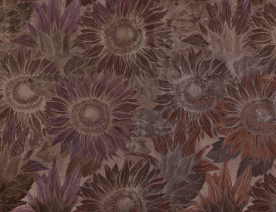 Dark red colored sunflowers wall mural