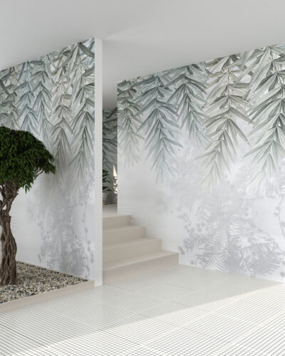 Overhanging willow branches wall mural for the corridor