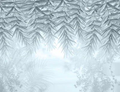 Overhanging blue willow branches wall mural