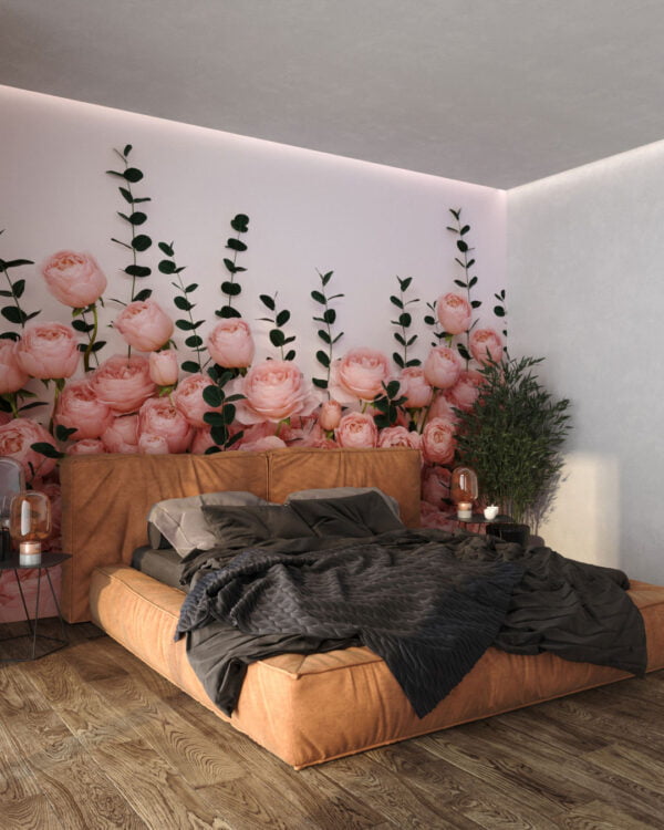 3D wall mural for the bedroom with rose flowers