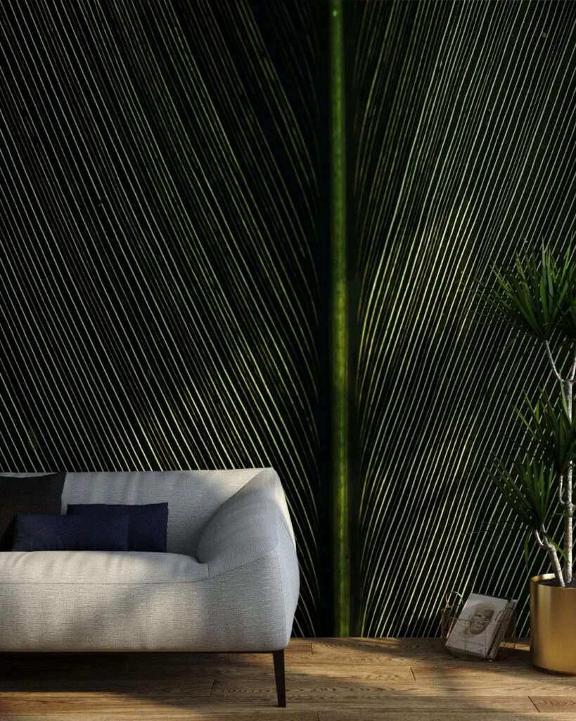 Wall Mural Perfectionist for the living room - kith2kin.com Structure of a green leaf wall mural for the living room