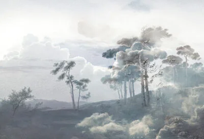 Gray vintage forest wall mural