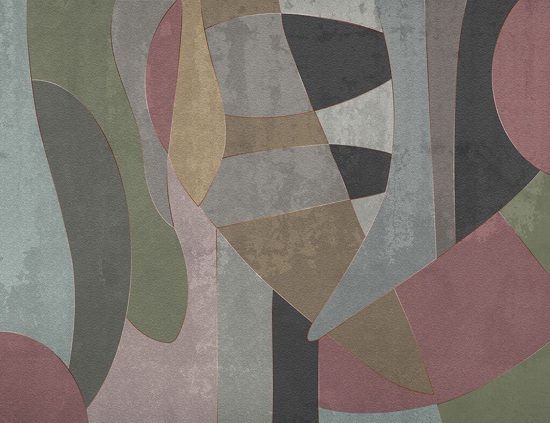 Colorful 80s style geometric wall mural