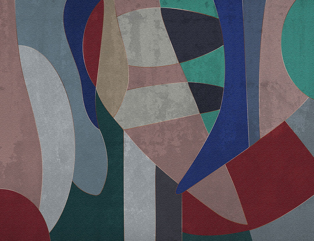 Bright 80s style geometric wall mural
