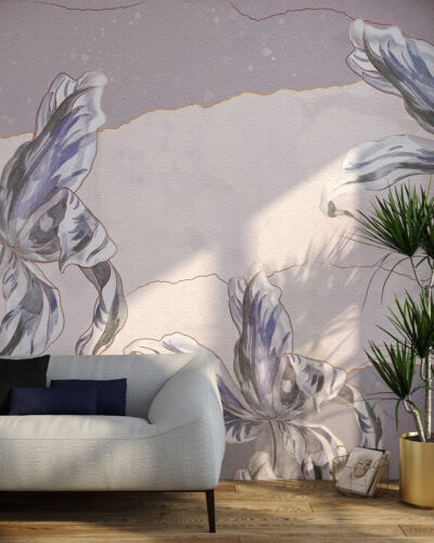 Stone flowers Irises wall mural for the living room