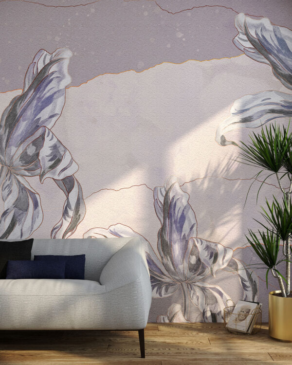 Stone flowers Irises wall mural for the living room