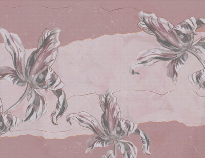 Stone flowers Irises wall mural in pink tones