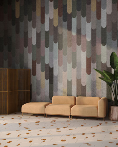 Cascade of colored panels patterned wallpaper for the living room