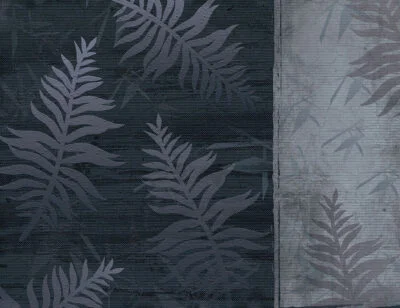 Fern leaves asymmetrical blue wall mural