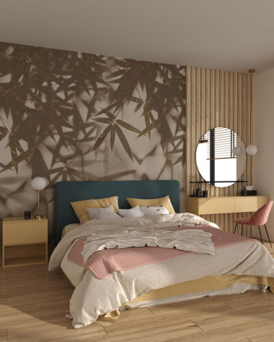 Palm leaves in the shade wall mural for the bedroom