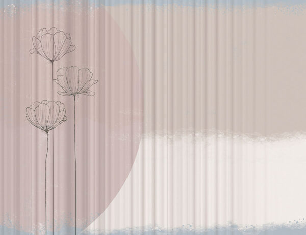 Pastel graphic lotuses striped wall mural