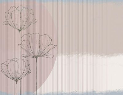 Delicate graphic lotuses with 3D waves effect wall mural