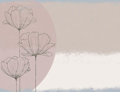 Delicate graphic flowers wall mural on a pastel geometrical background