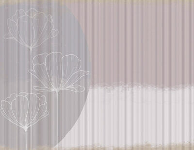 White graphic lotuses with 3D waves effect wall mural