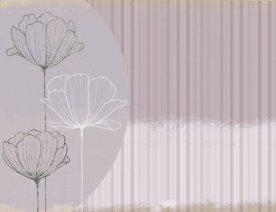 White graphic lotuses on a circle with 3D waves effect wall mural