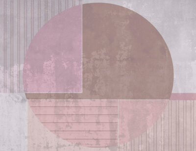 Wall mural with brown and pink textured parts of a circle