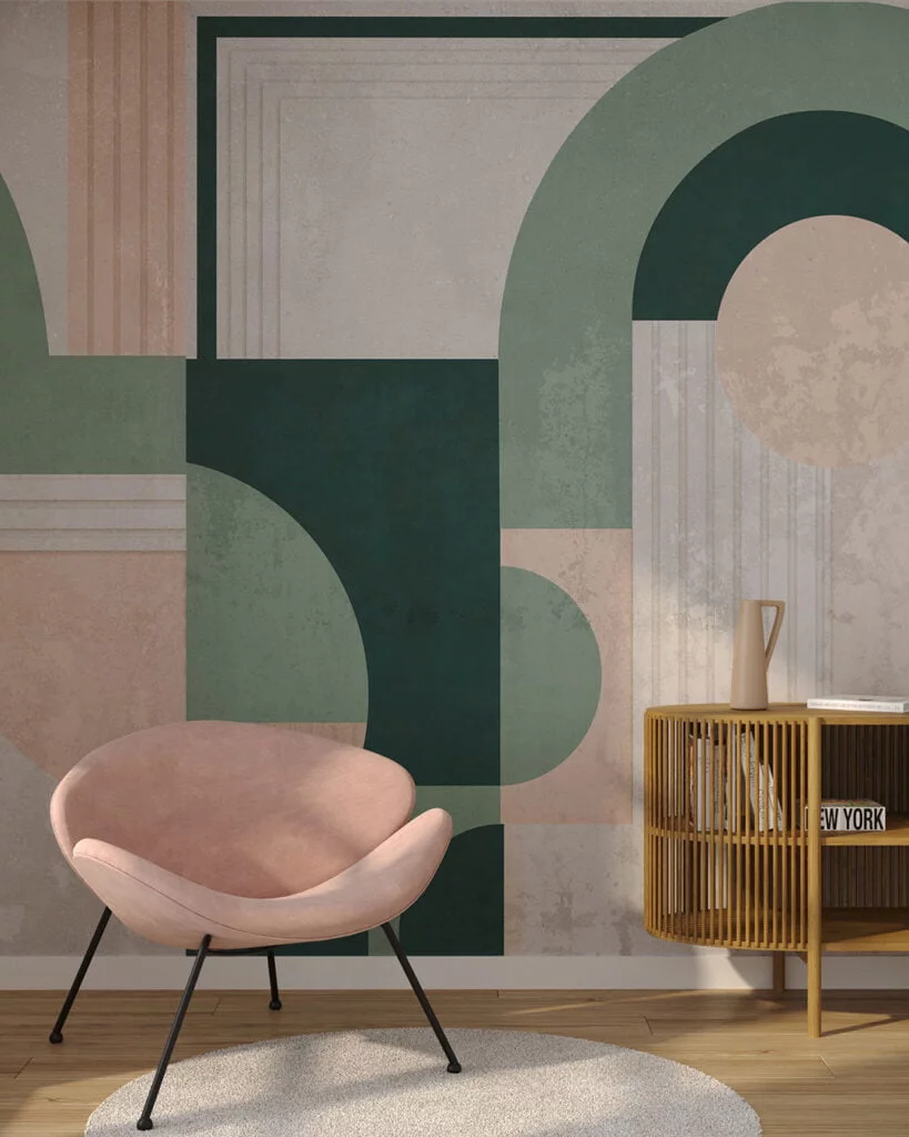 Wall Mural Movement for the living room - kith2kin.com Geometric wall mural in art deco style for the living room