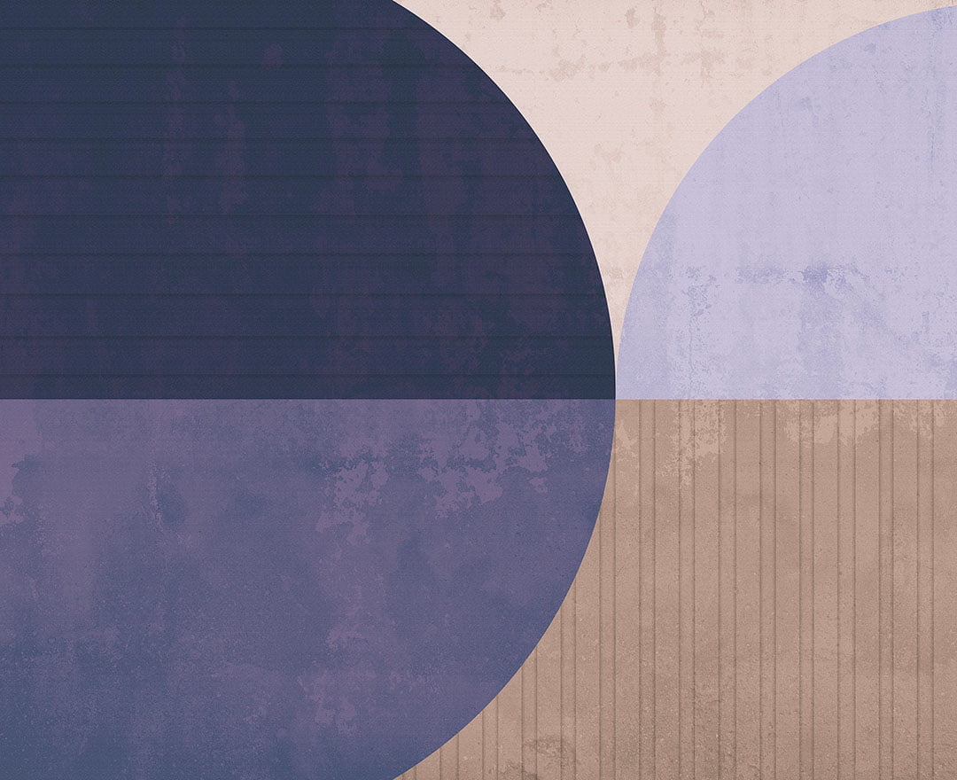 Large beige and violet geometric wall mural