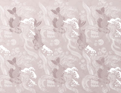 Asian-style purple and white carp Koi patterned wallpaper