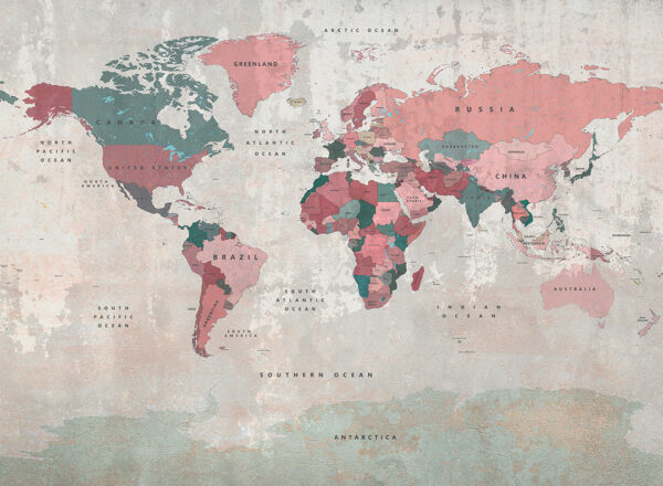 World map wall mural with vintage background