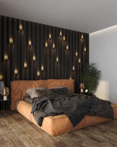 3D wall mural with built-in light effect for the bedroom