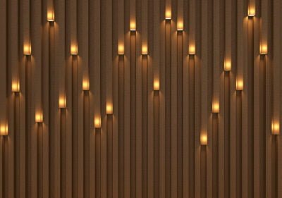 Brown 3D wall mural with built-in light effect